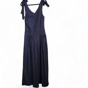 TEIJA Teija Eilola Structured Jumpsuit Womans Size 8 Ultra Wide Pants Navy NWT